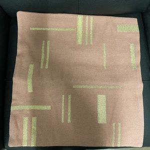 This Embroidered Metallic Blocks pillow cover , Pink Stone